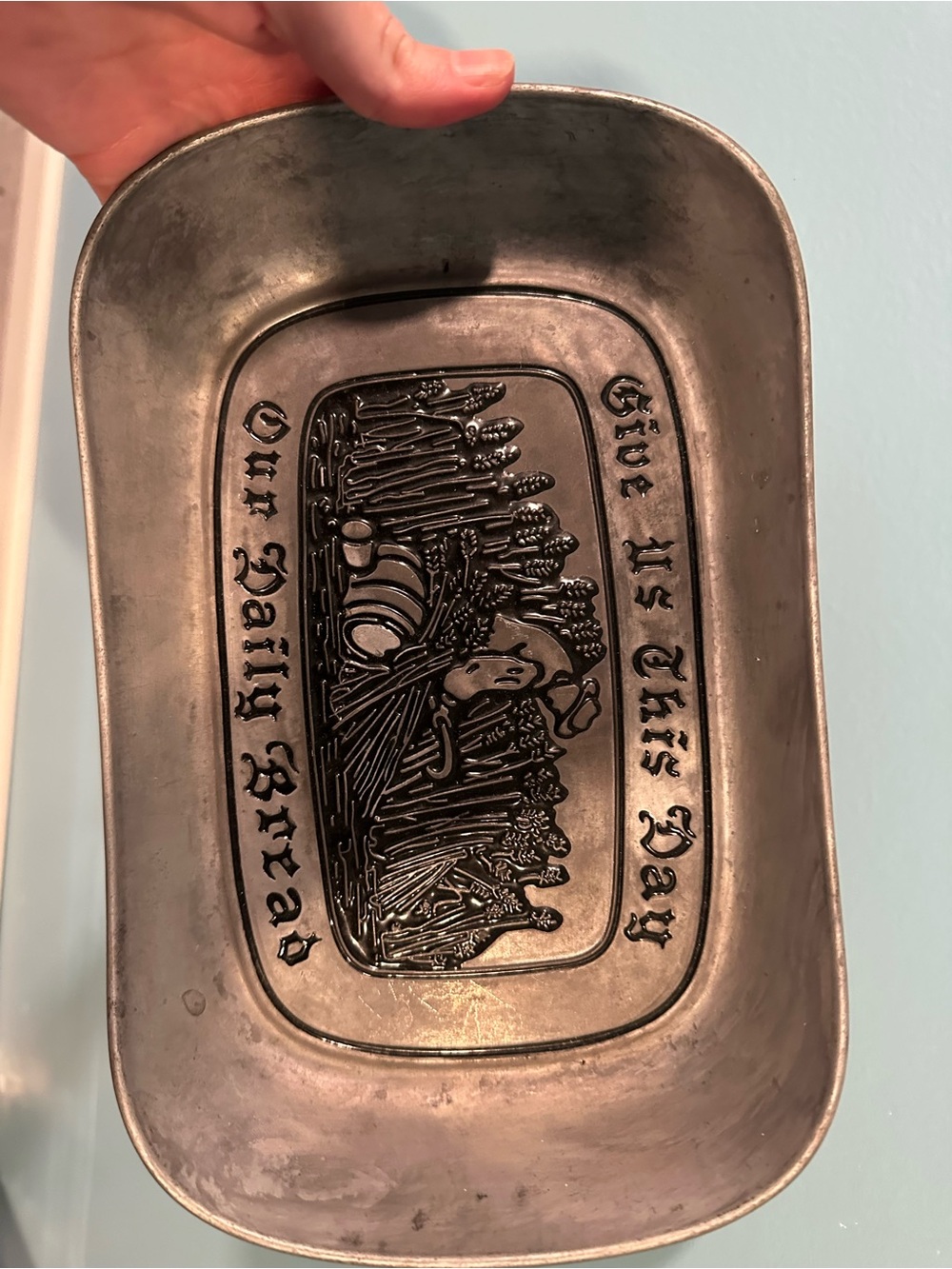 Wilton Armetale Pewter-Tone Bread Tray with Raised Wheat Motif